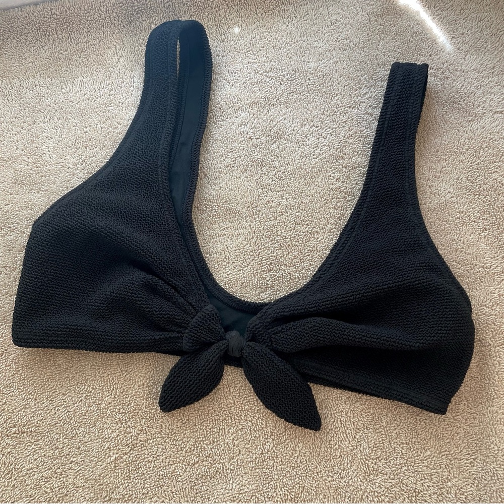 & Other Stories- Black Crepe Tie Up Bikini Minimalist Swimwear- Top 6 / Bottom 8 - Picture 9 of 15